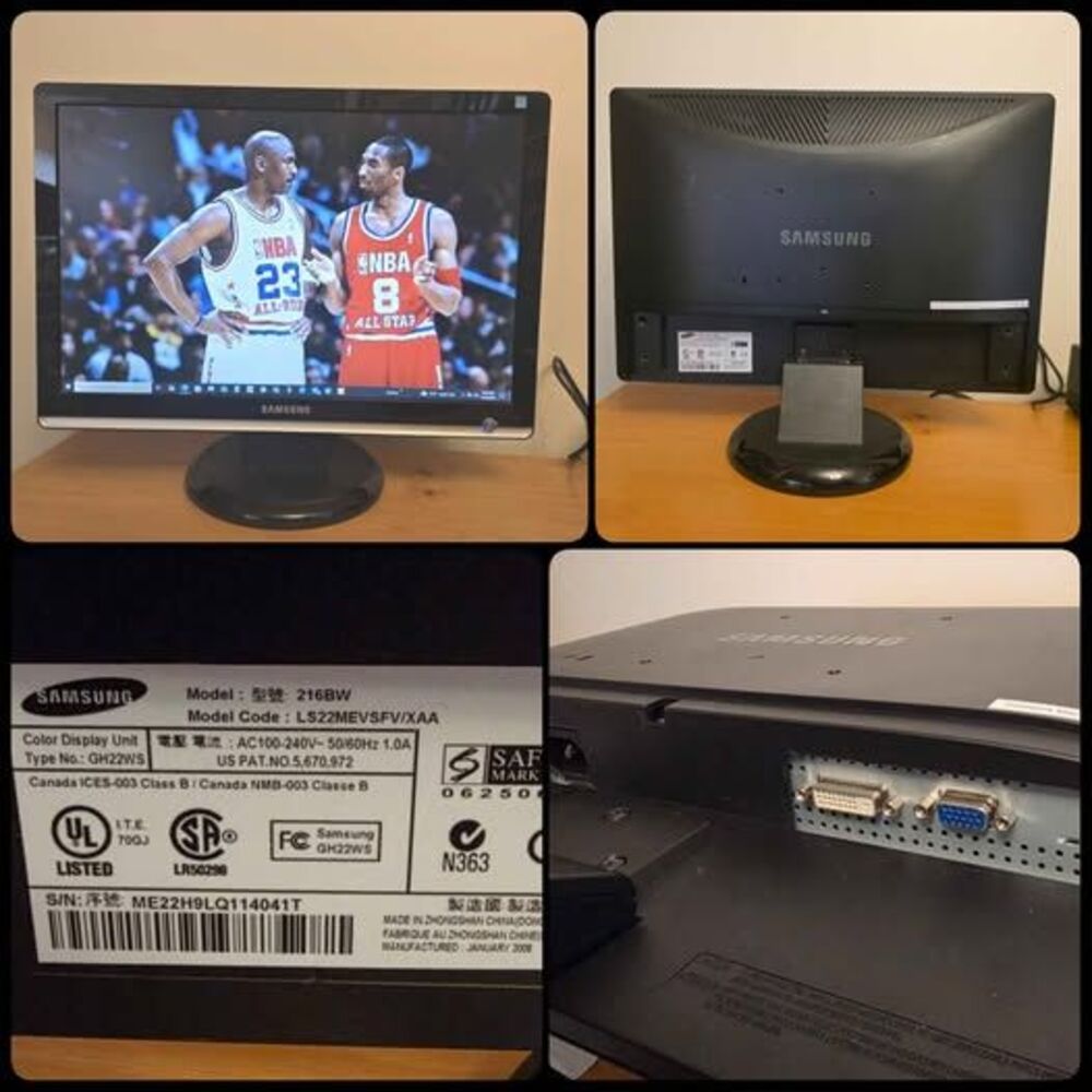 SAMSUNG 216BW 21.6" 1680 x 1050 LCD Monitor D-Sub, DVI-D